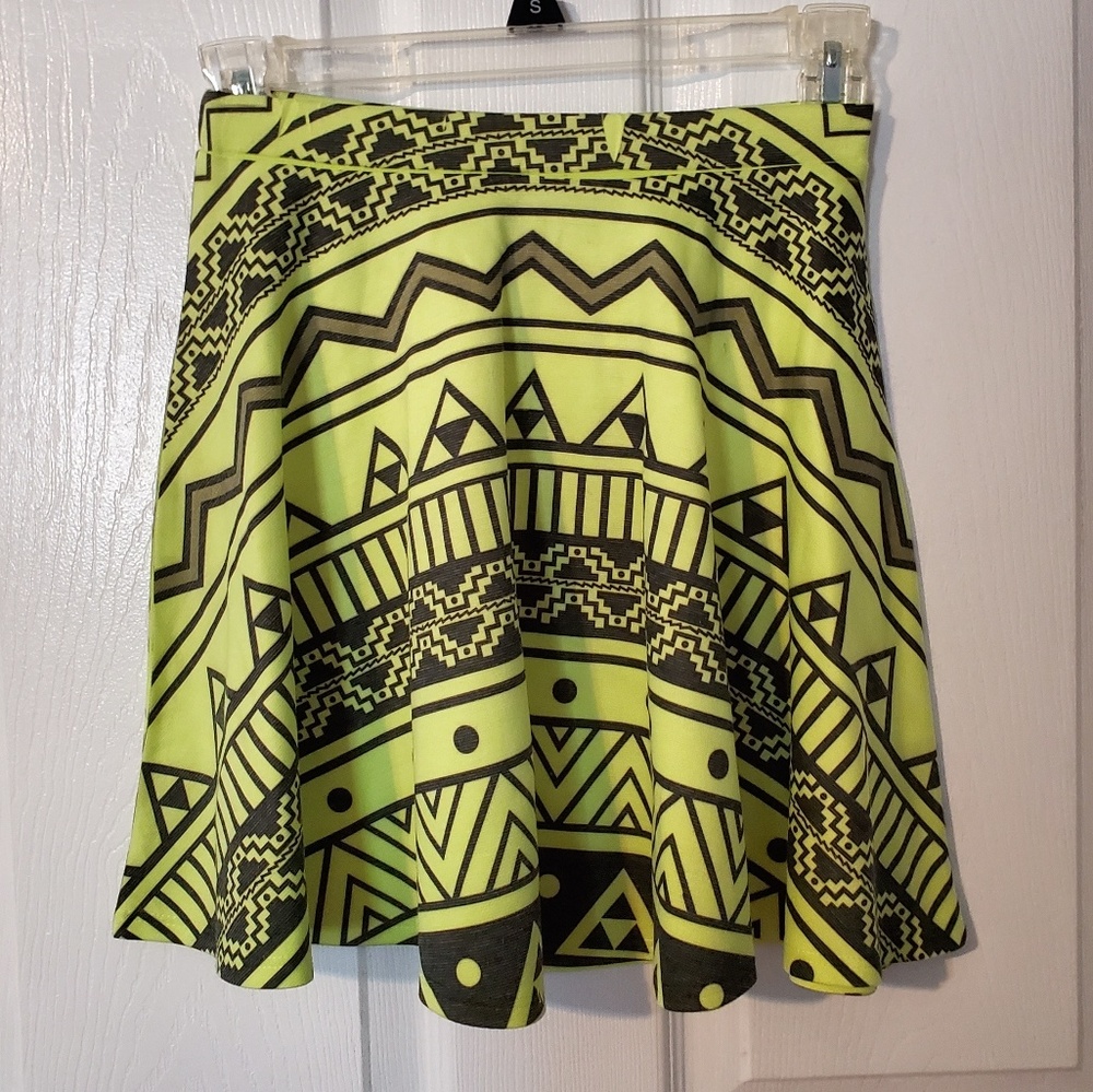 Neon green yellow skater skirt
